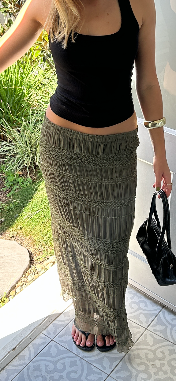 Forest green maxi skirt