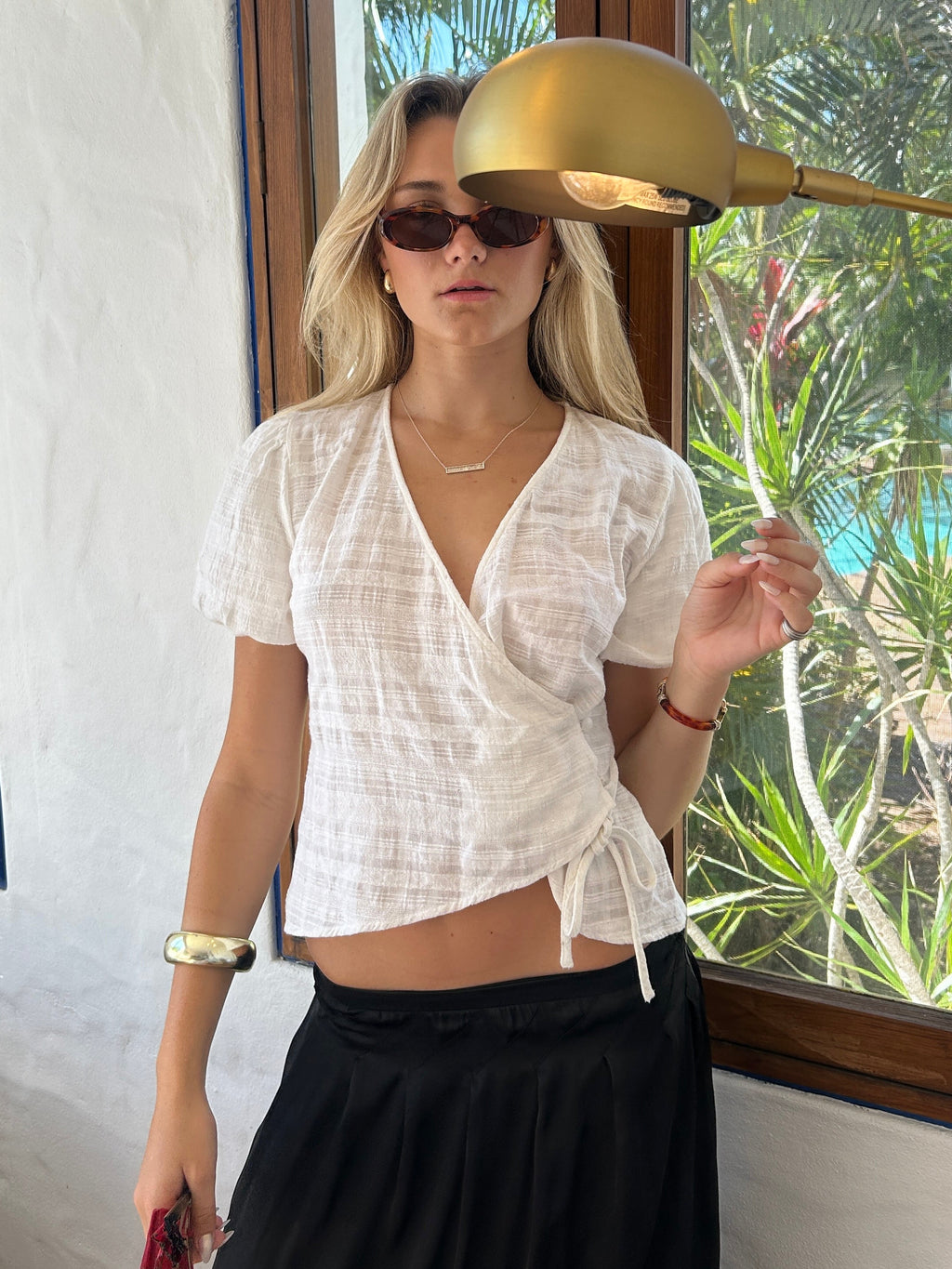 Dannii Minogue wrapped blouse