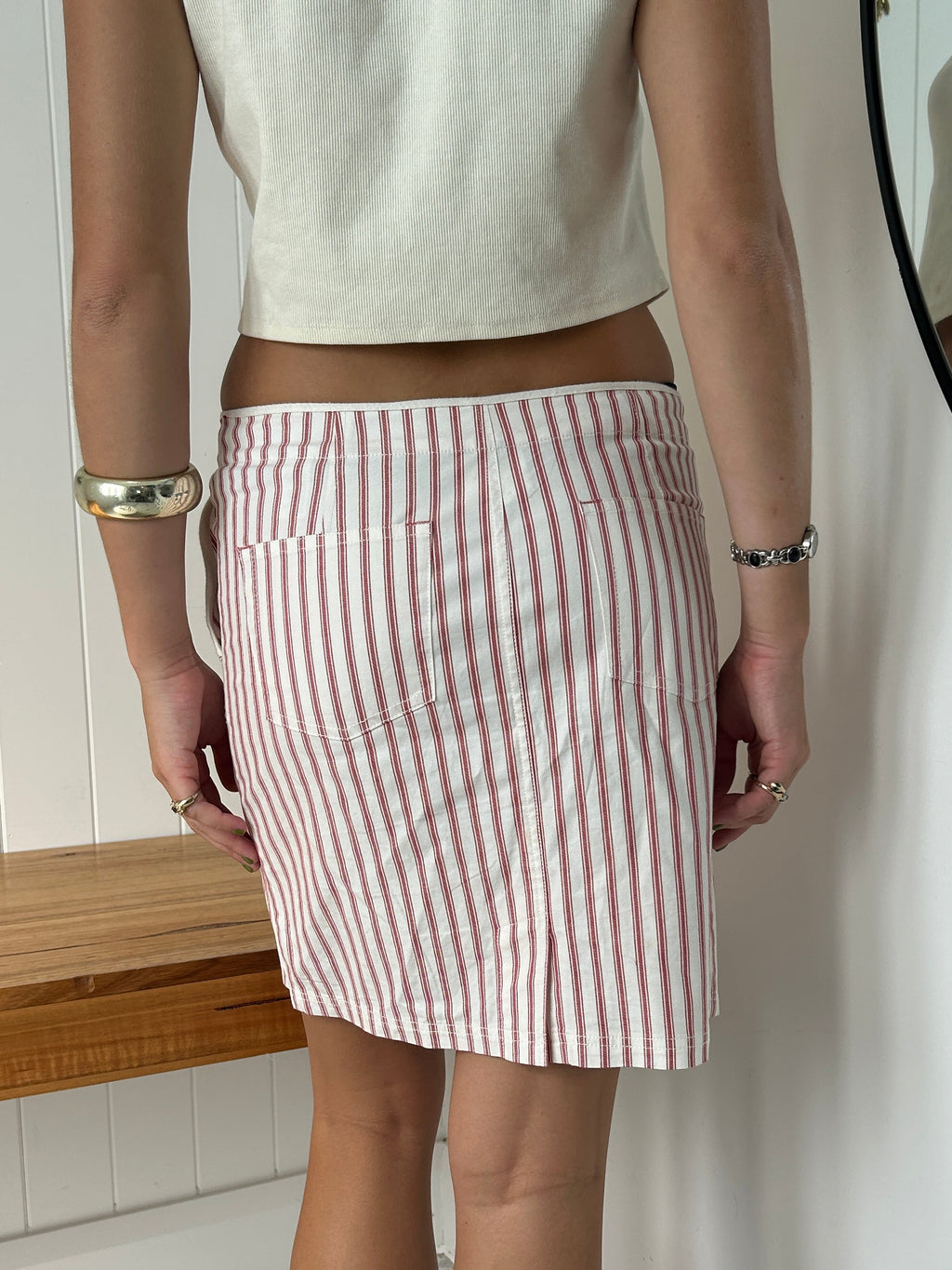 Striped midi skirt