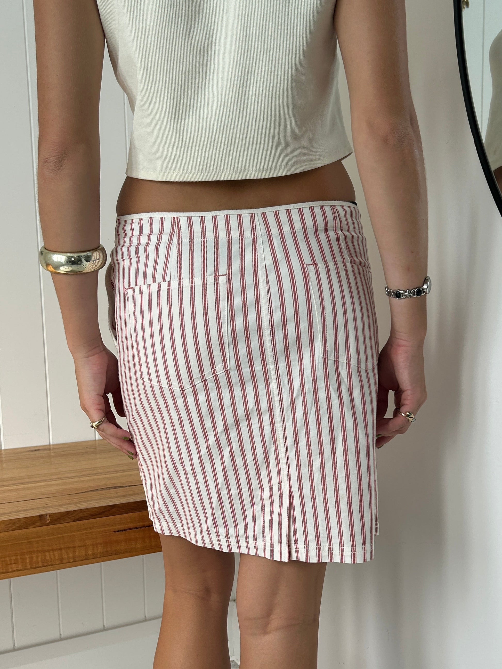 Striped midi skirt