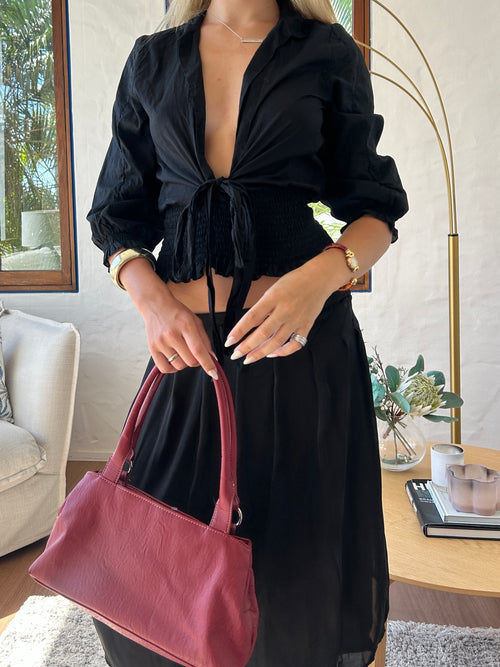 Cinched cotton long sleeve