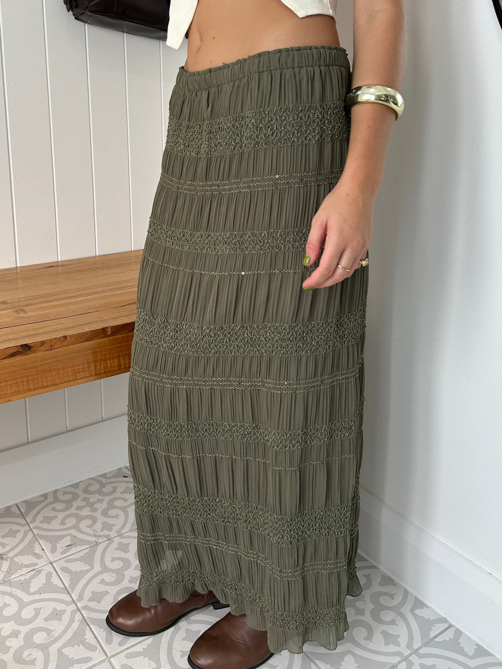 Forest green maxi skirt