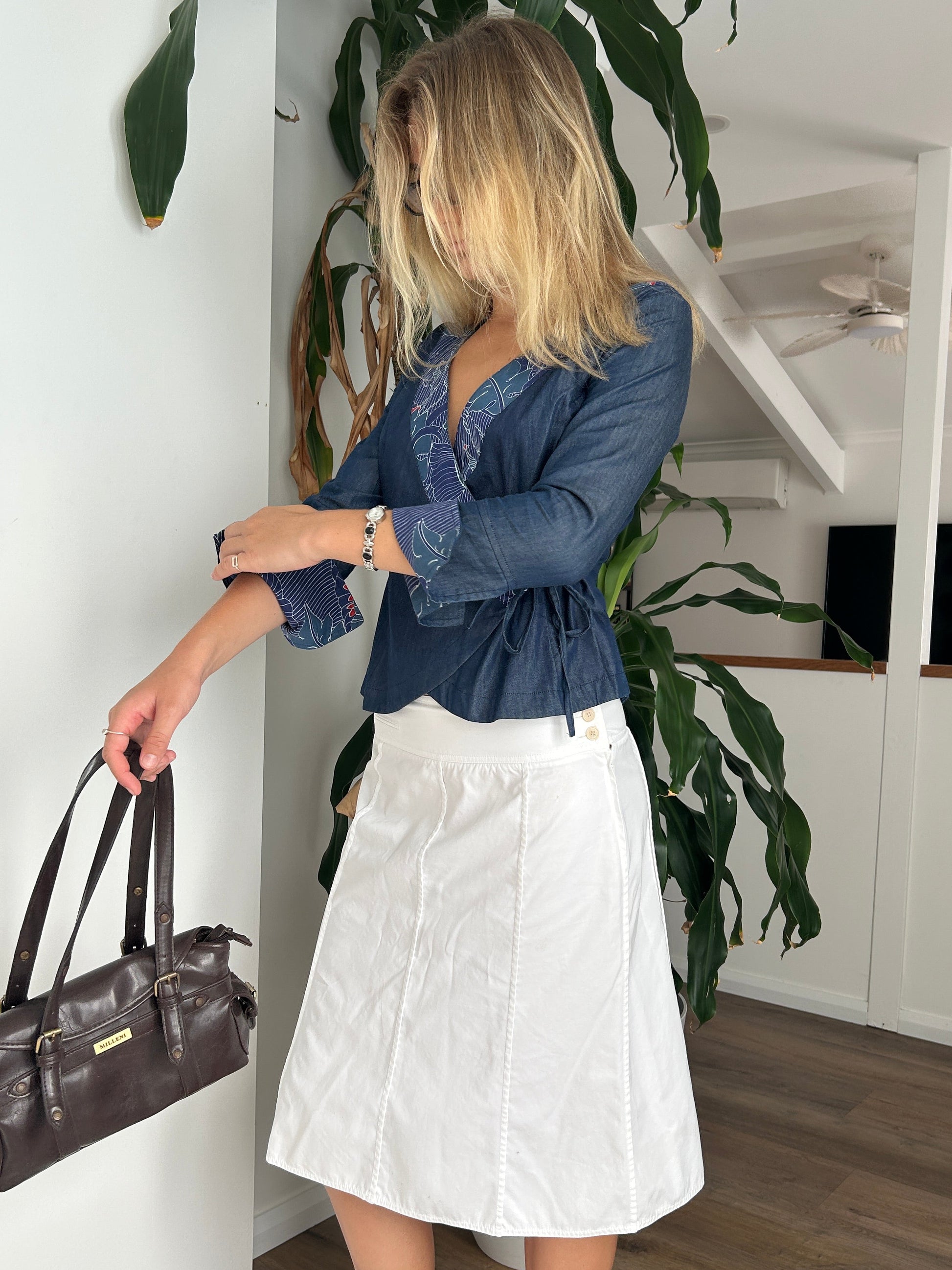 Vintage tied wrap long sleeve top